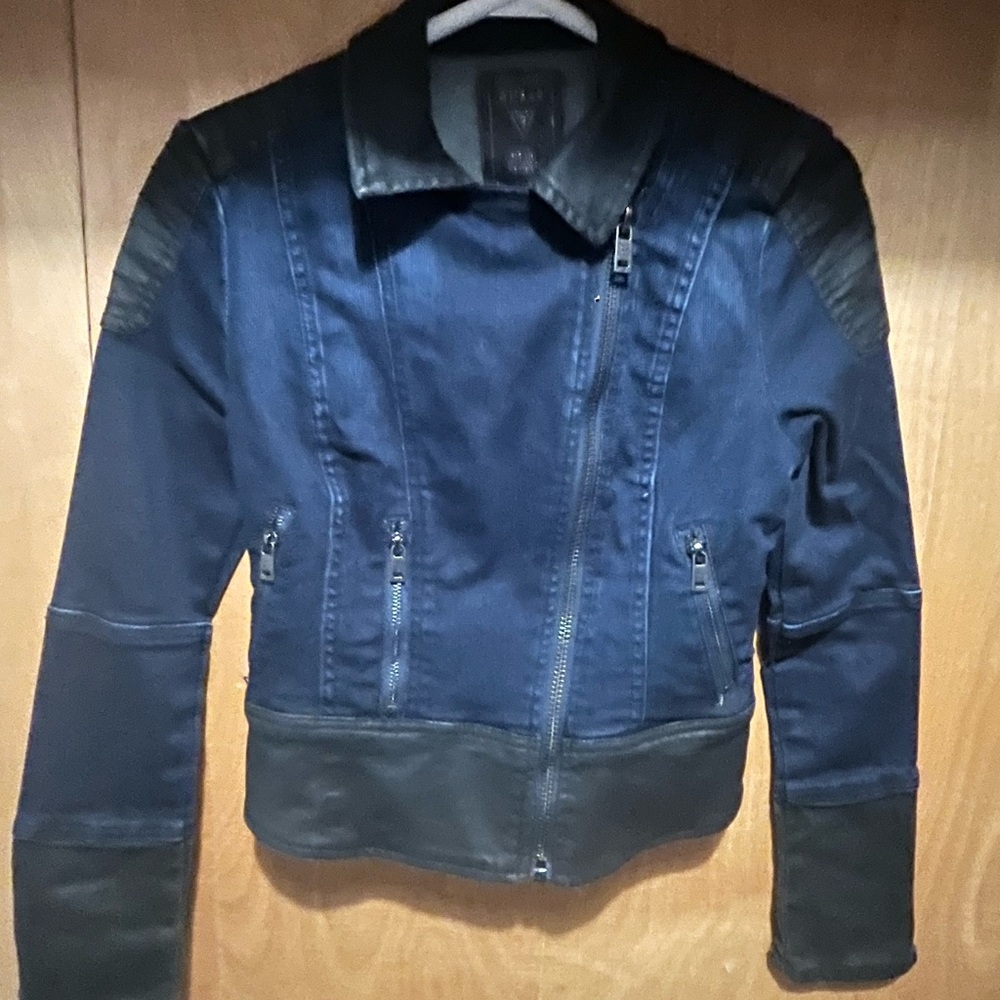 Guess Women's Blue and Black Jean Jacket